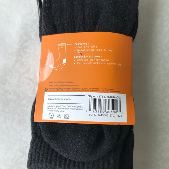 Timberland Women's Boot Socks Super Soft Black 3 Pairs Size: 6.5-9.5 - Picture 4 of 4